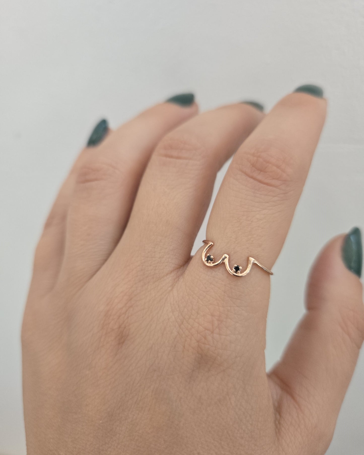 Black Diamond Boob Ring in 14k rose gold