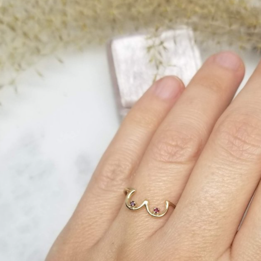 Boob Ring- 14k Yellow Gold with Rubies