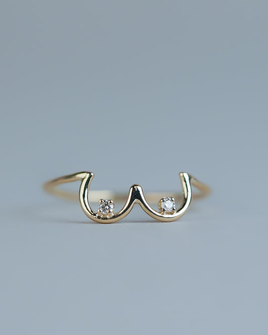 White Diamond Boob Ring in 14k yellow gold