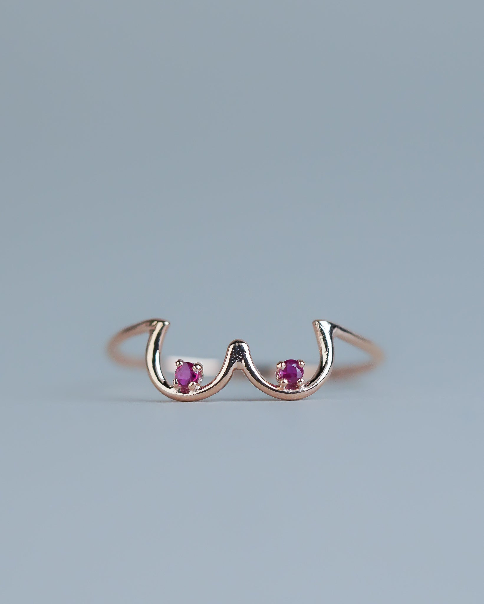 Ruby boob ring in rose gold