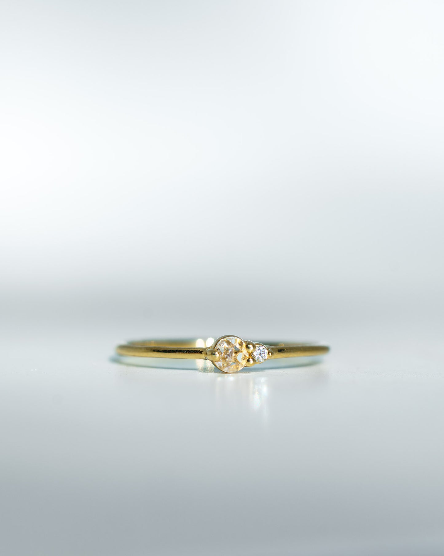 White Diamond Arktos Ring in 14k yellow gold