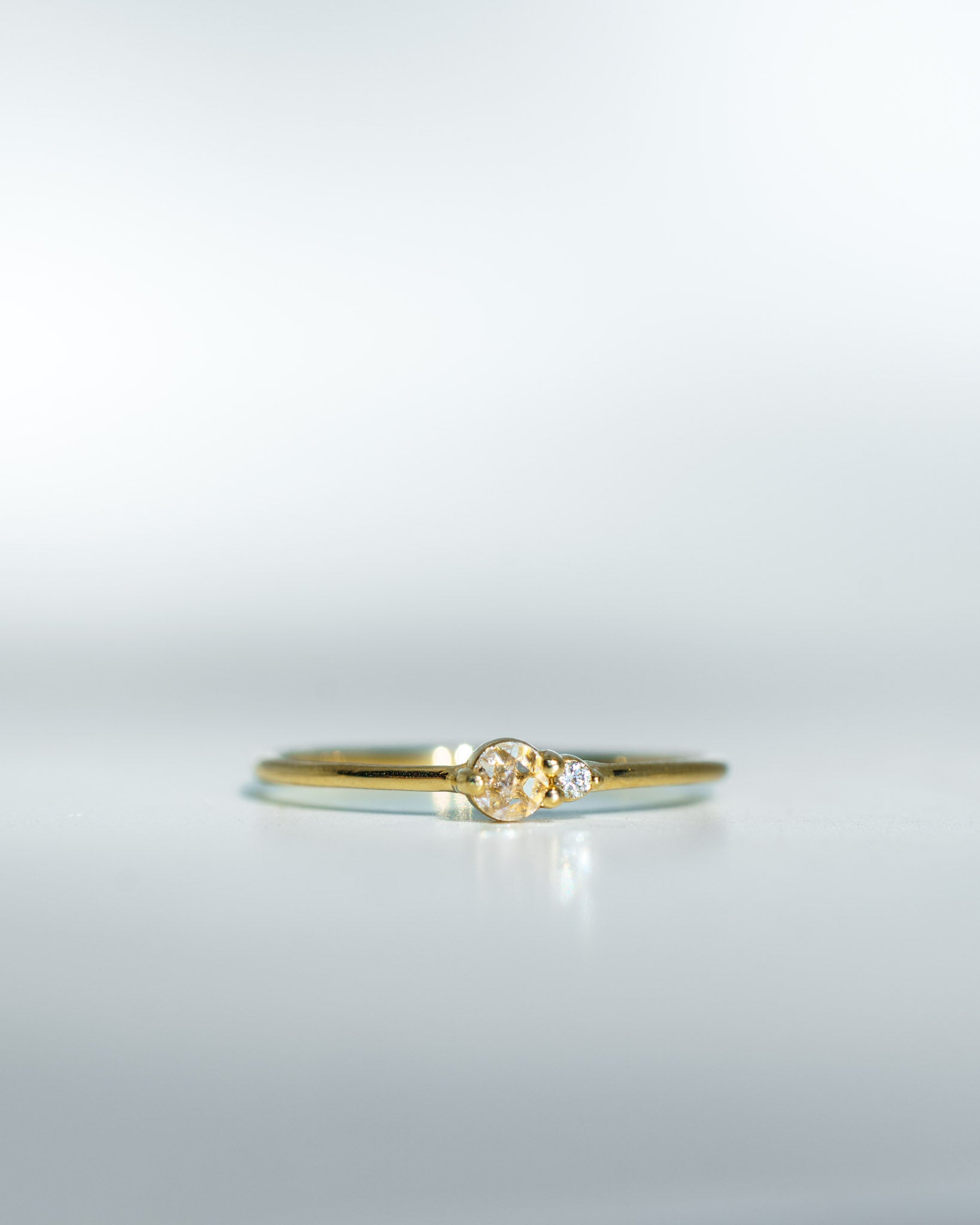 White Diamond Arktos Ring in 14k yellow gold