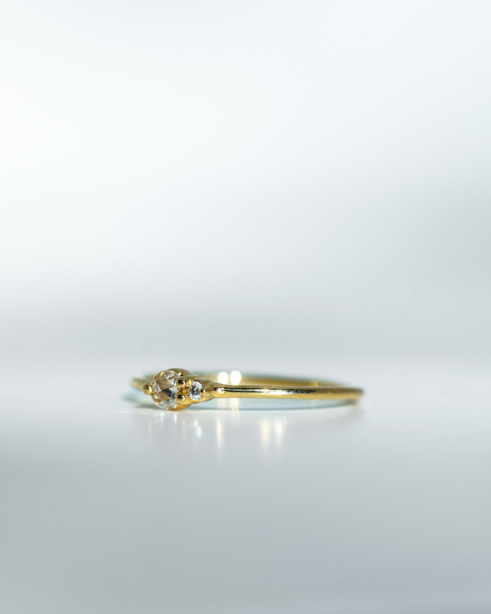 White Diamond Arktos Ring in 14k yellow gold