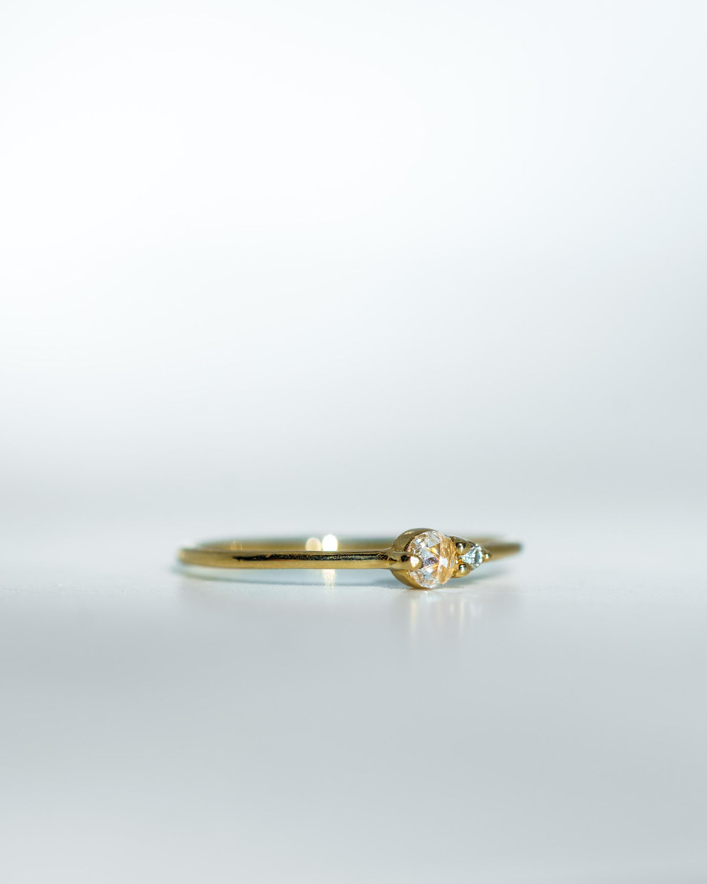 White Diamond Arktos Ring in 14k yellow gold