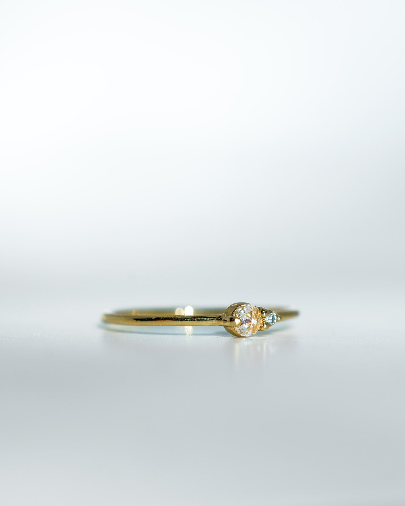 White Diamond Arktos Ring in 14k yellow gold