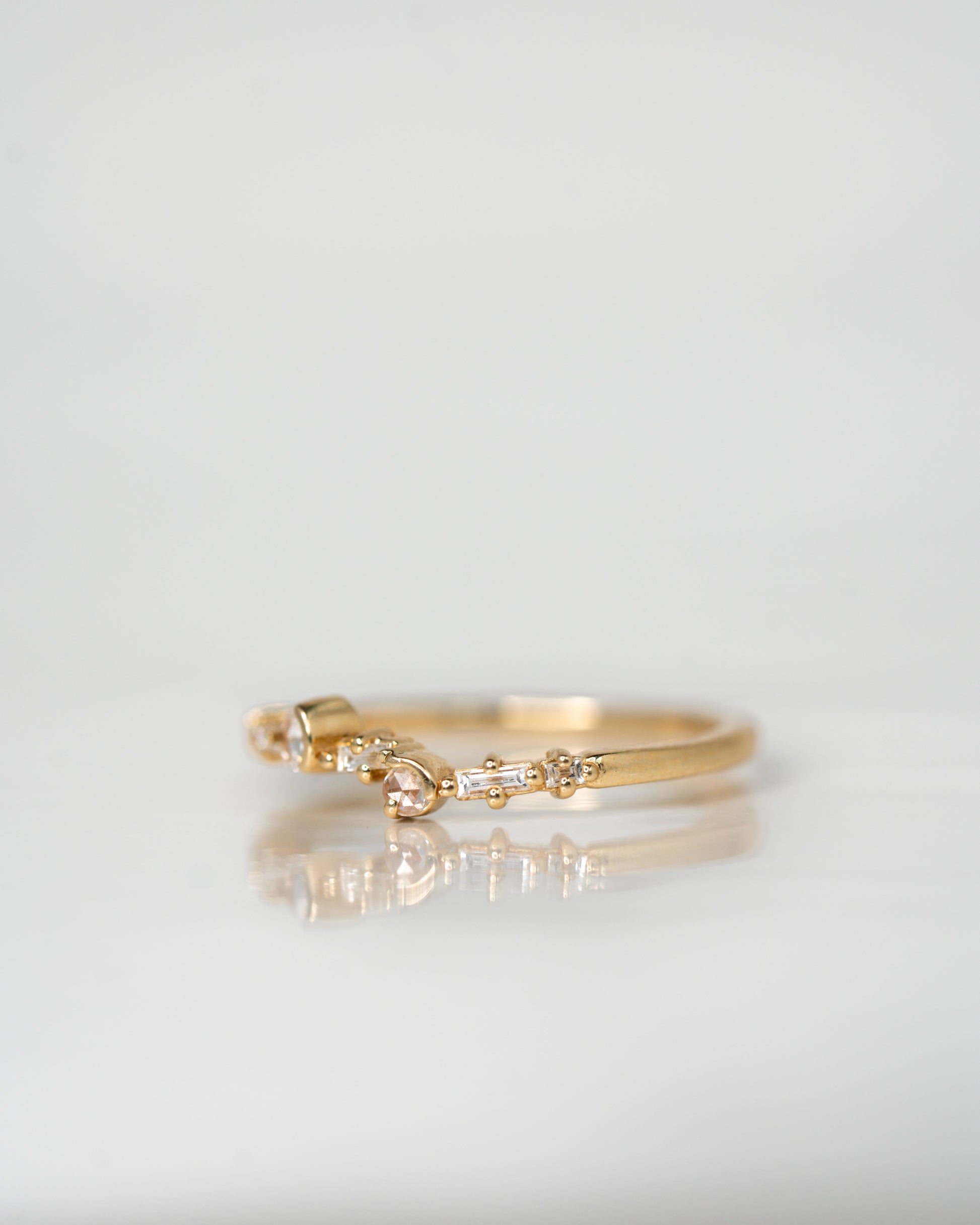 Side view of Art Deco Band set in 14k yellow gold