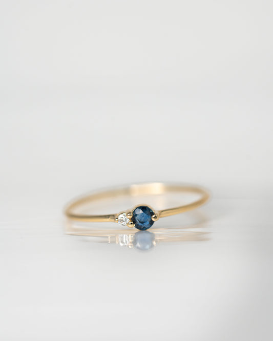 Blue Sapphire Arktos Ring set in 14k yellow gold