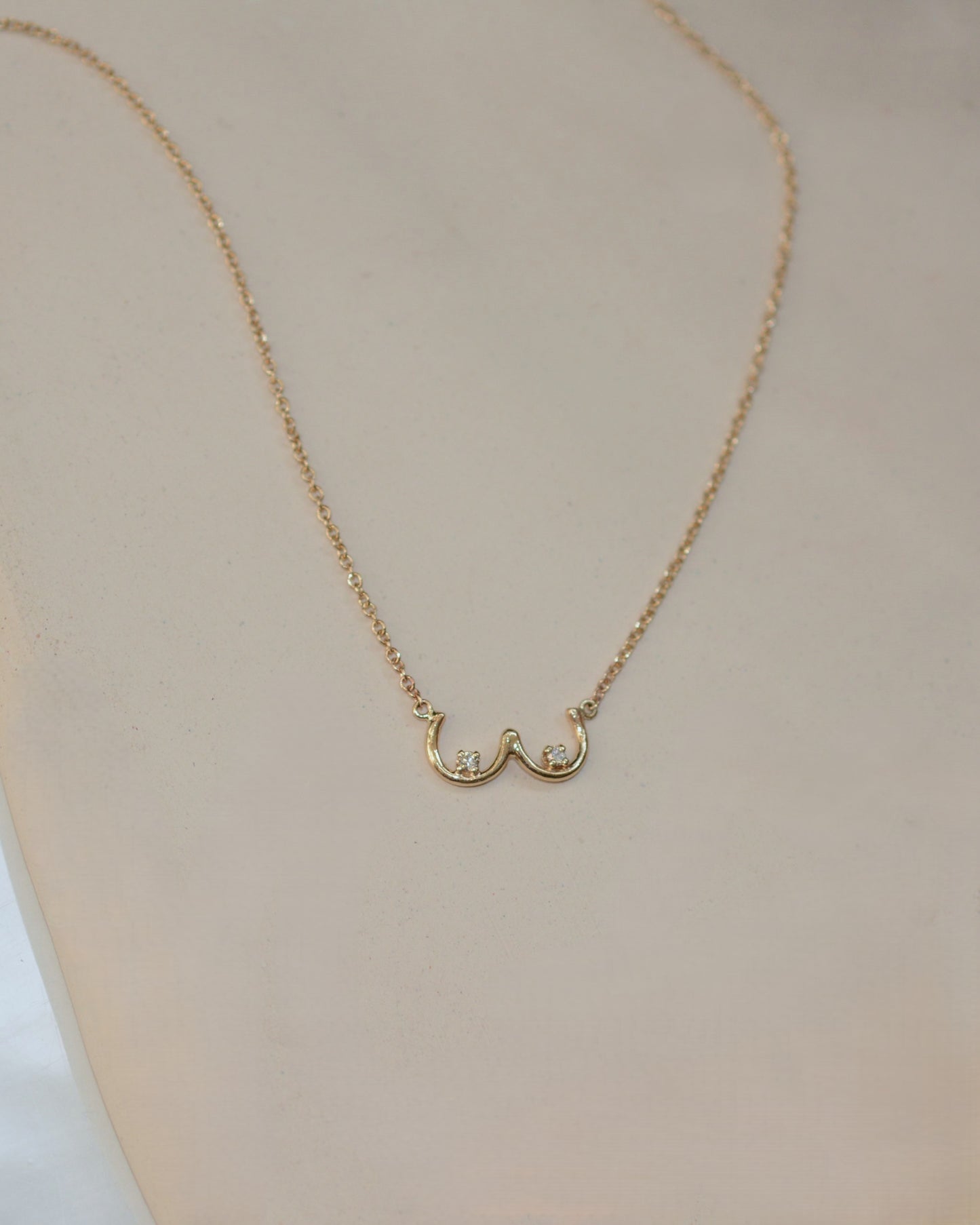 Boob Necklace with white diamonds