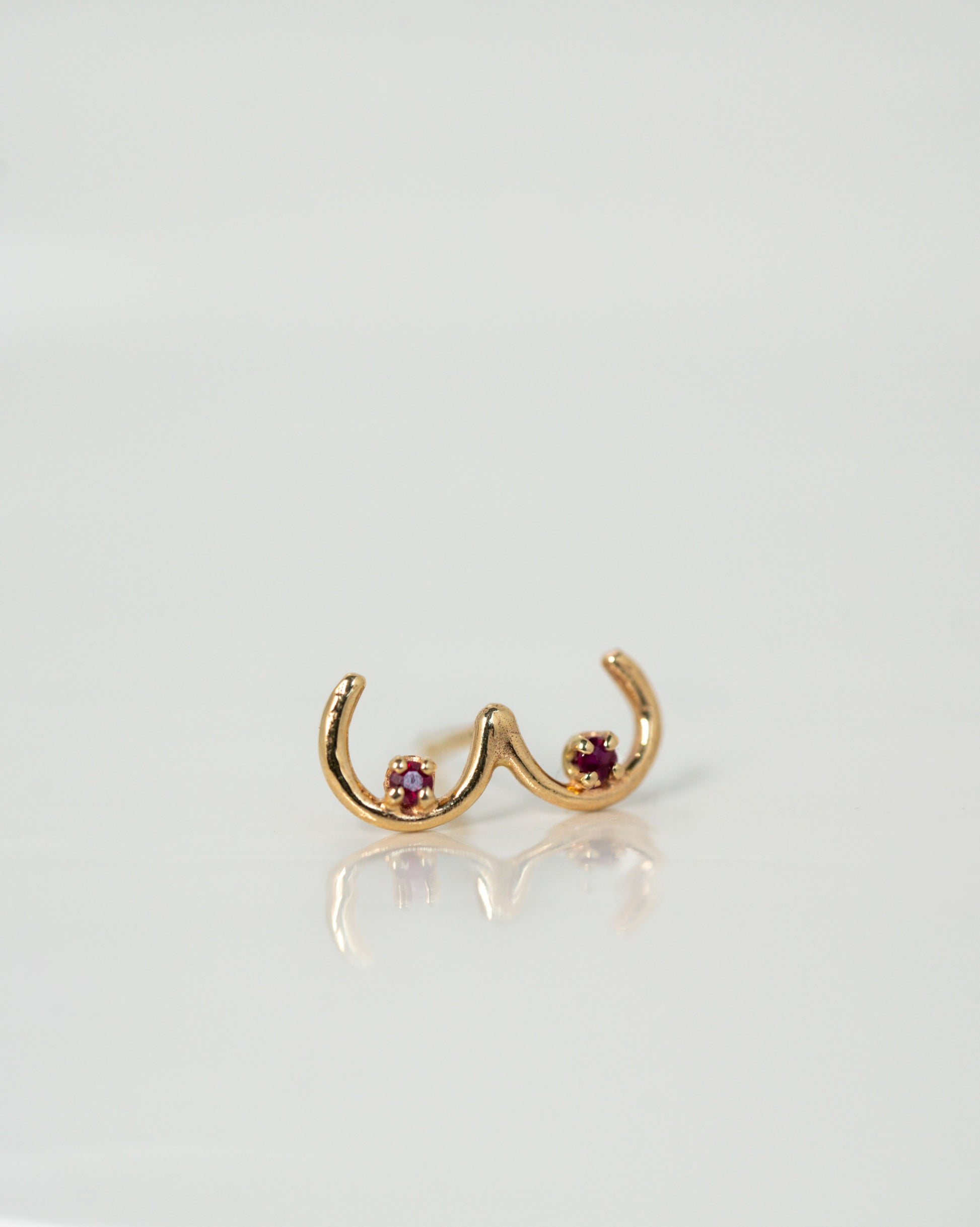 Ruby Boob Stud in 14k yellow gold