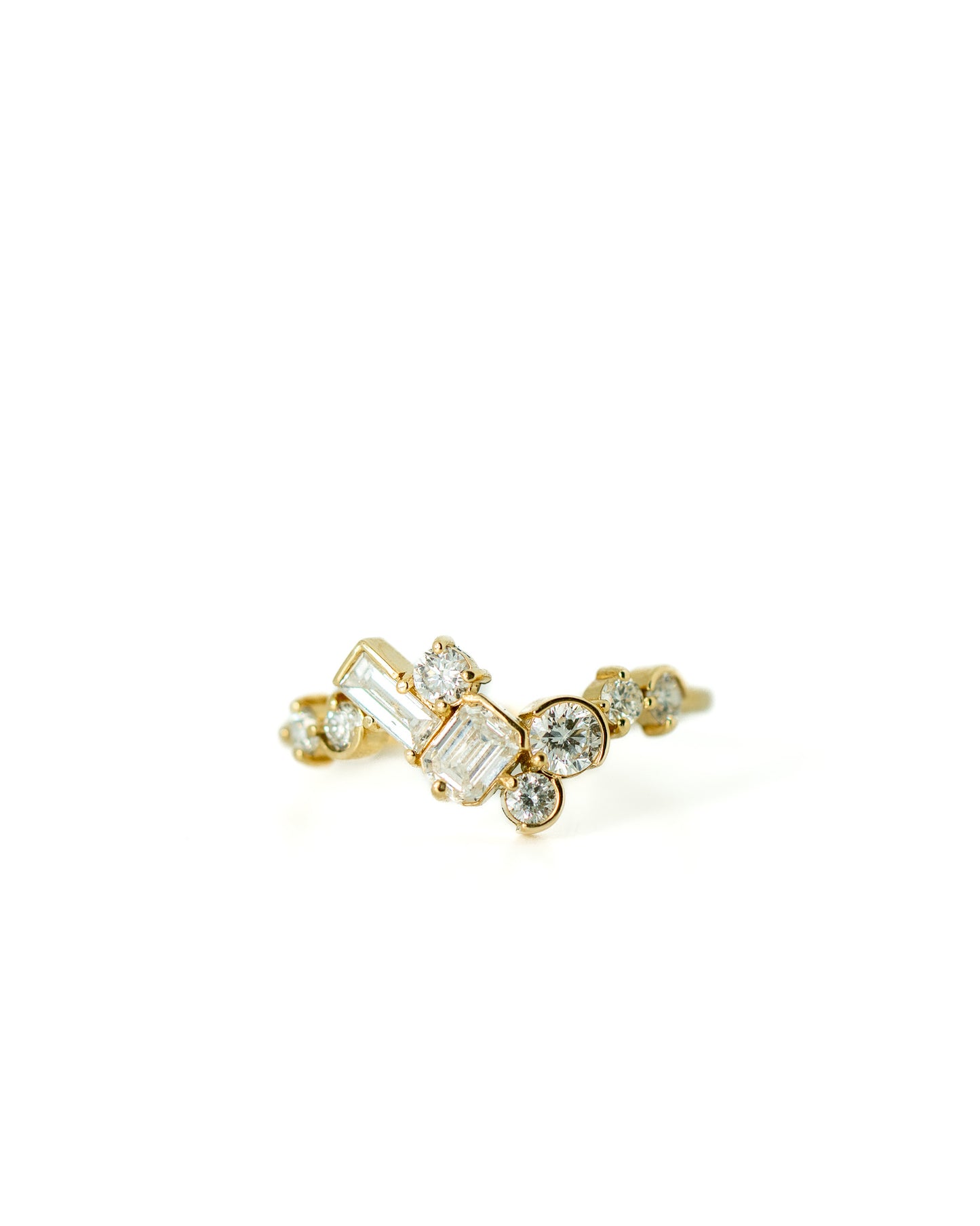 Diamond Estuary Cluster Ring in 14k yellow gold