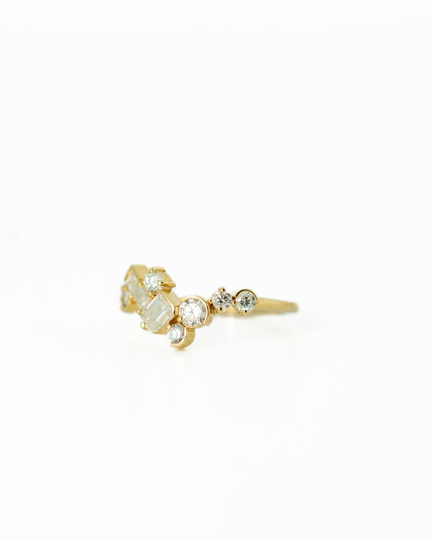 Diamond Estuary Cluster Ring in 14k yellow gold