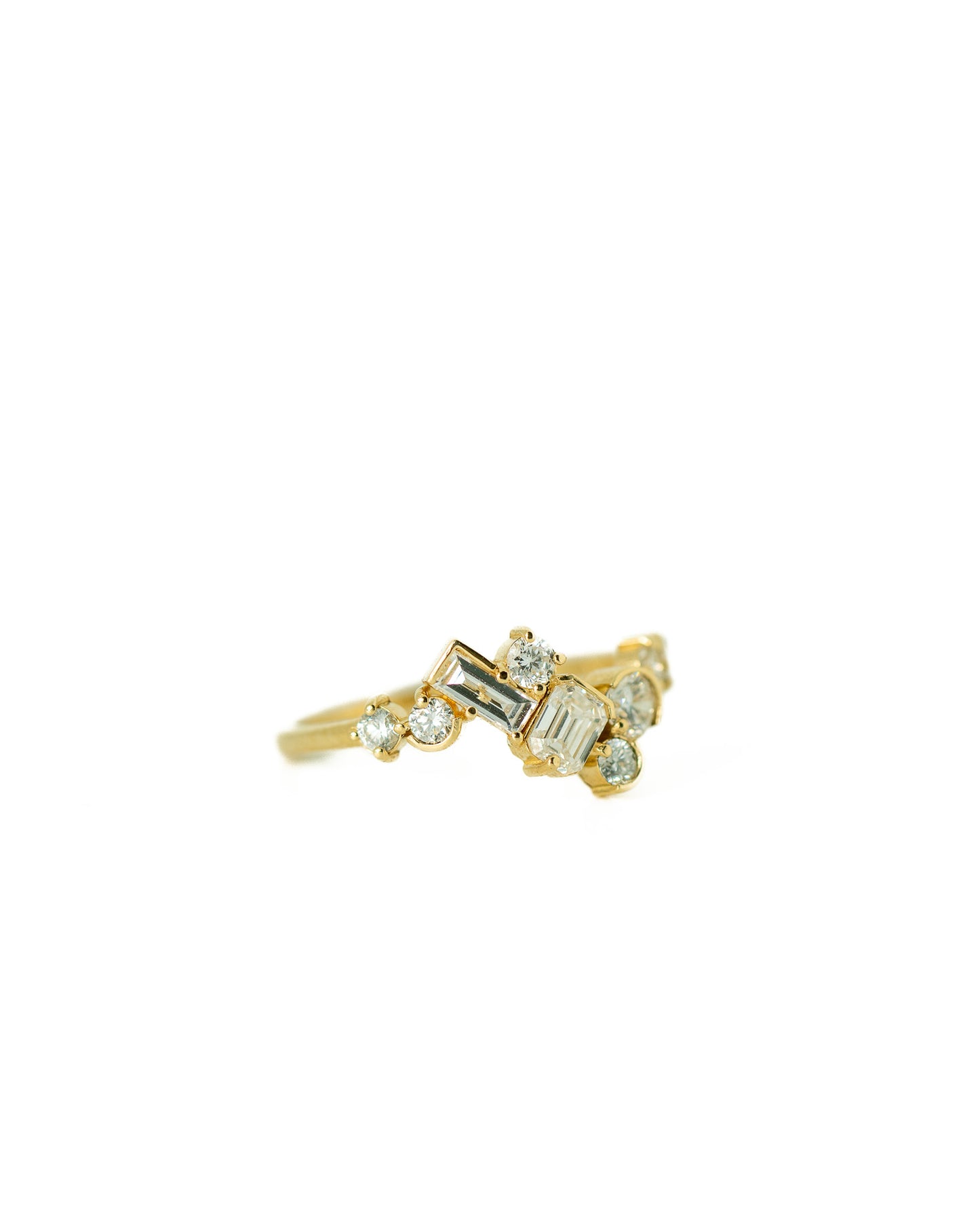 Diamond Estuary Cluster Ring in 14k yellow gold
