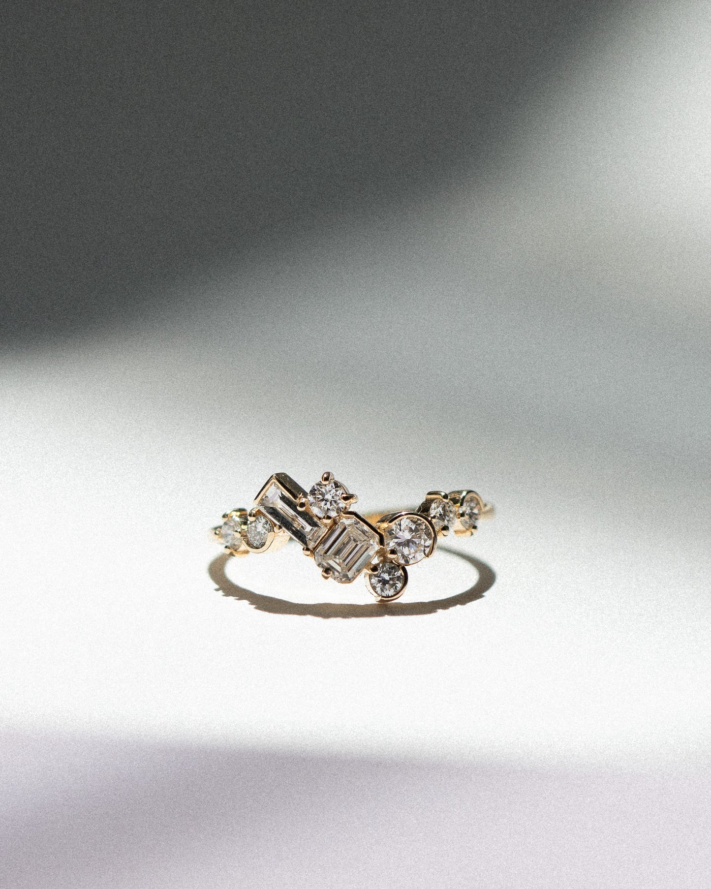 Diamond Estuary Cluster Ring in 14k yellow gold
