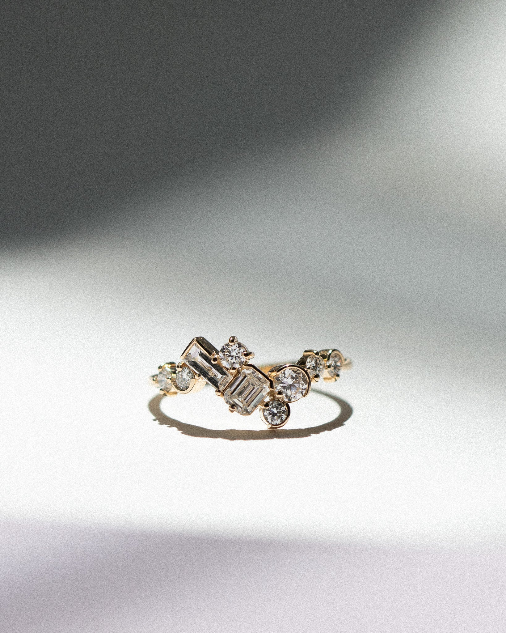 Diamond Estuary Cluster Ring in 14k yellow gold