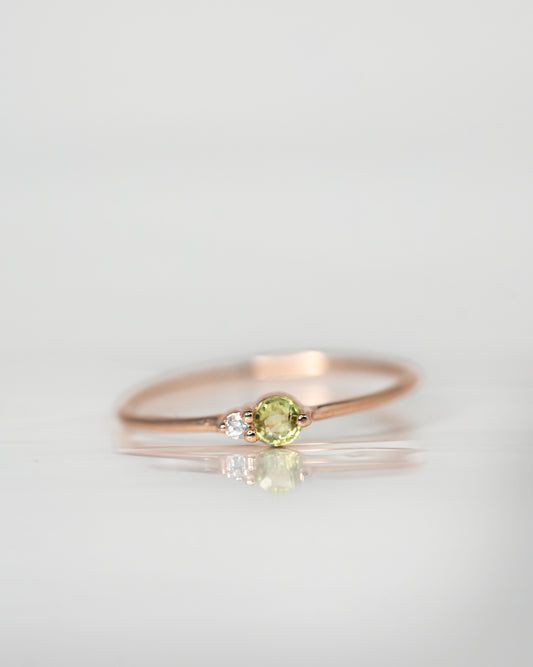 Green Sapphire Arktos Ring set in 14k rose gold