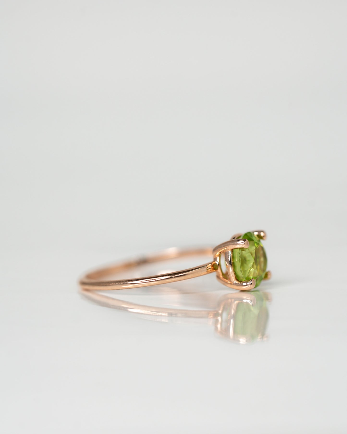 Side view of June's Peridot Ring