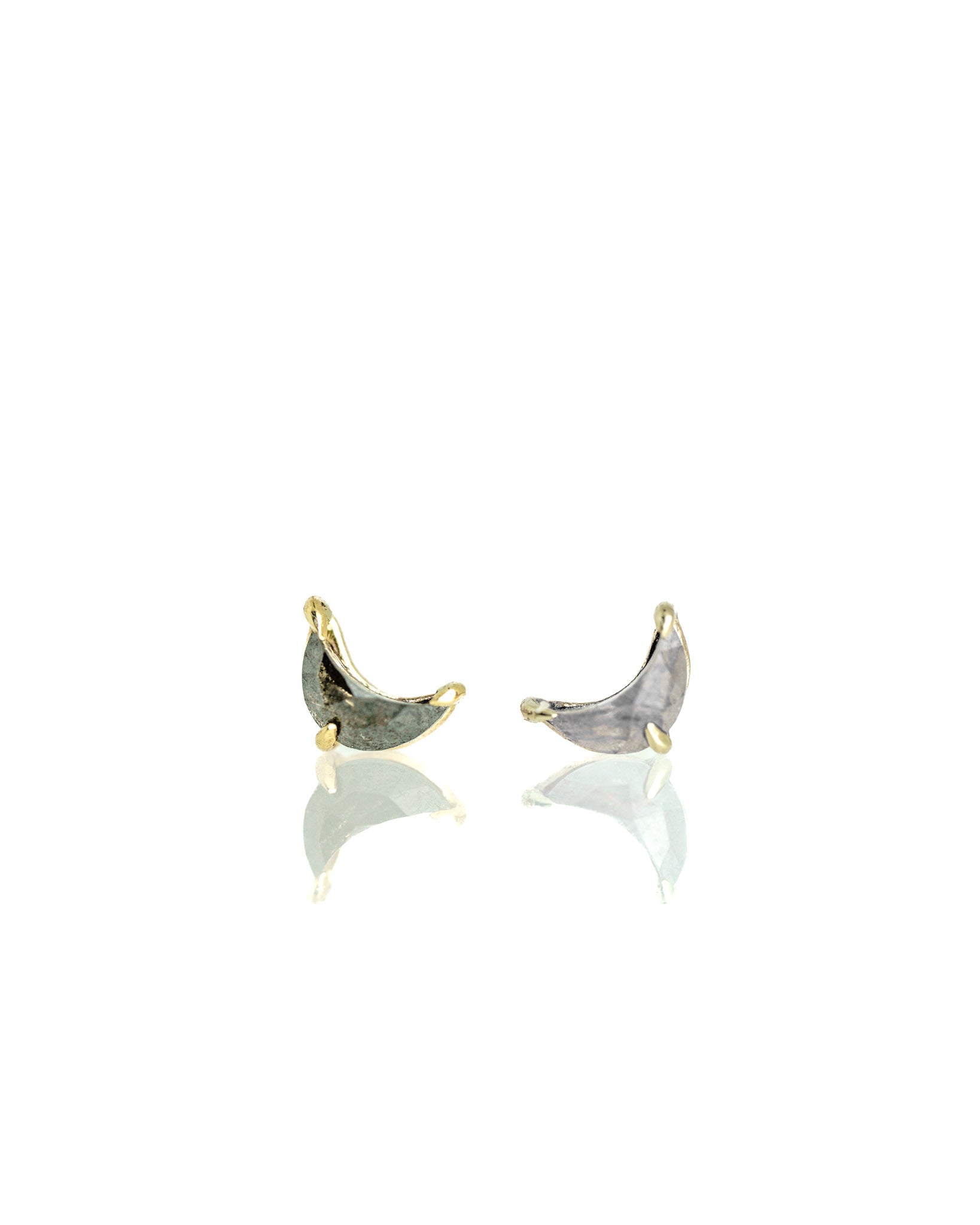 Dark & Light Luna Studs made from salt & pepper diamonds