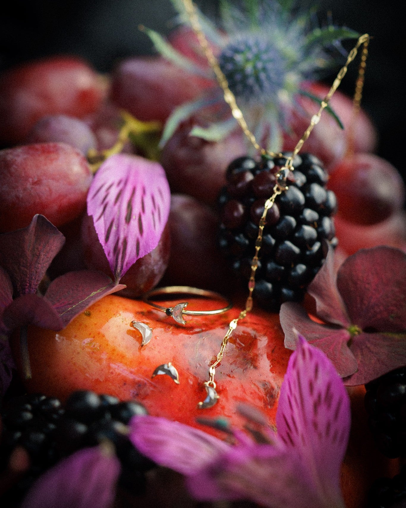 Luna Arktos Ring, Luna Stud Earring & Luna Lariat Necklace pictured together.