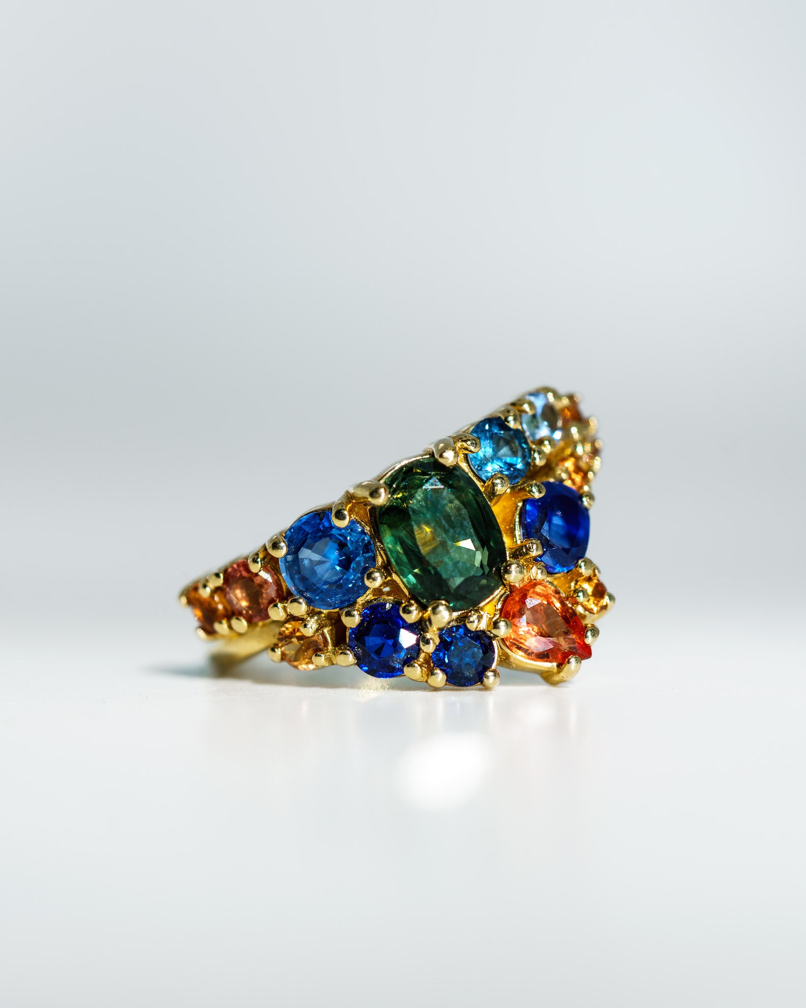 One of a kind Luxe Sapphire Cluster Ring