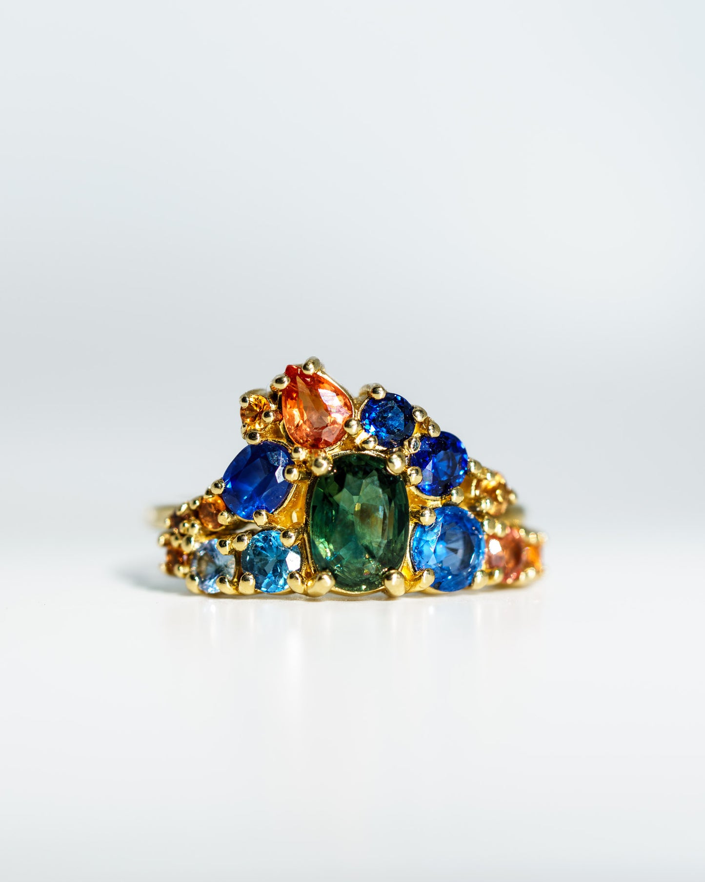 One of a kind Luxe Sapphire Cluster Ring