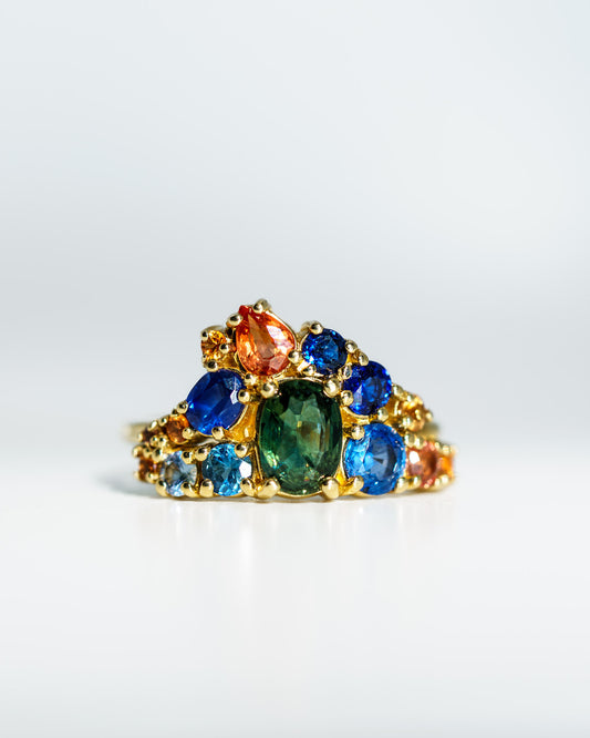 One of a kind Luxe Sapphire Cluster Ring