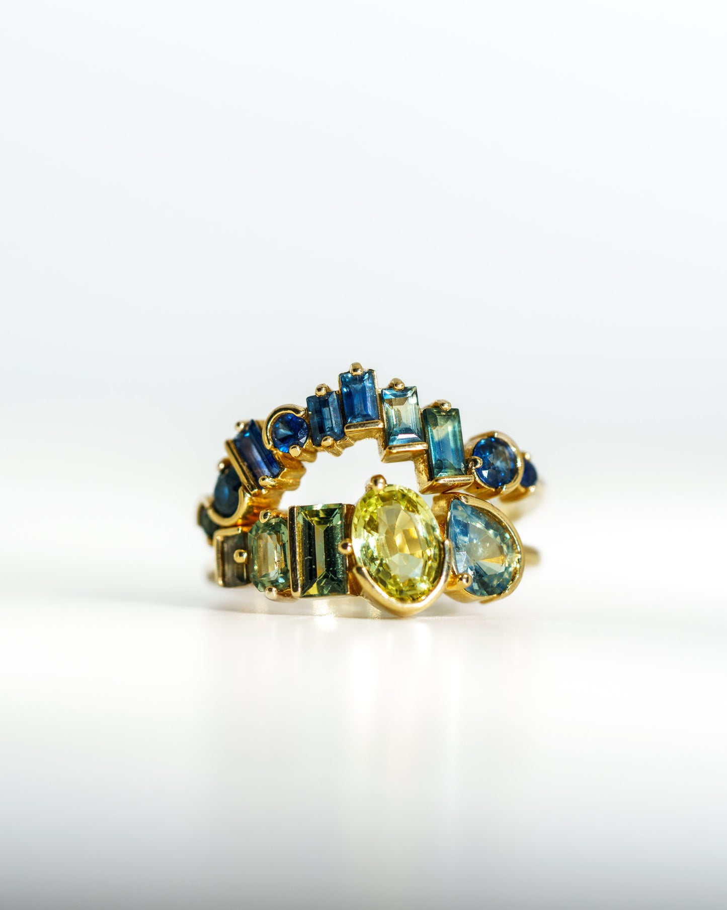 One of a kind Estuary Curved Band paired with Mielikki Ring