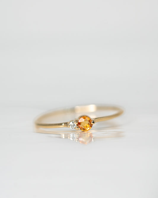 Peach Sapphire Arktos Ring set in 14k yellow gold