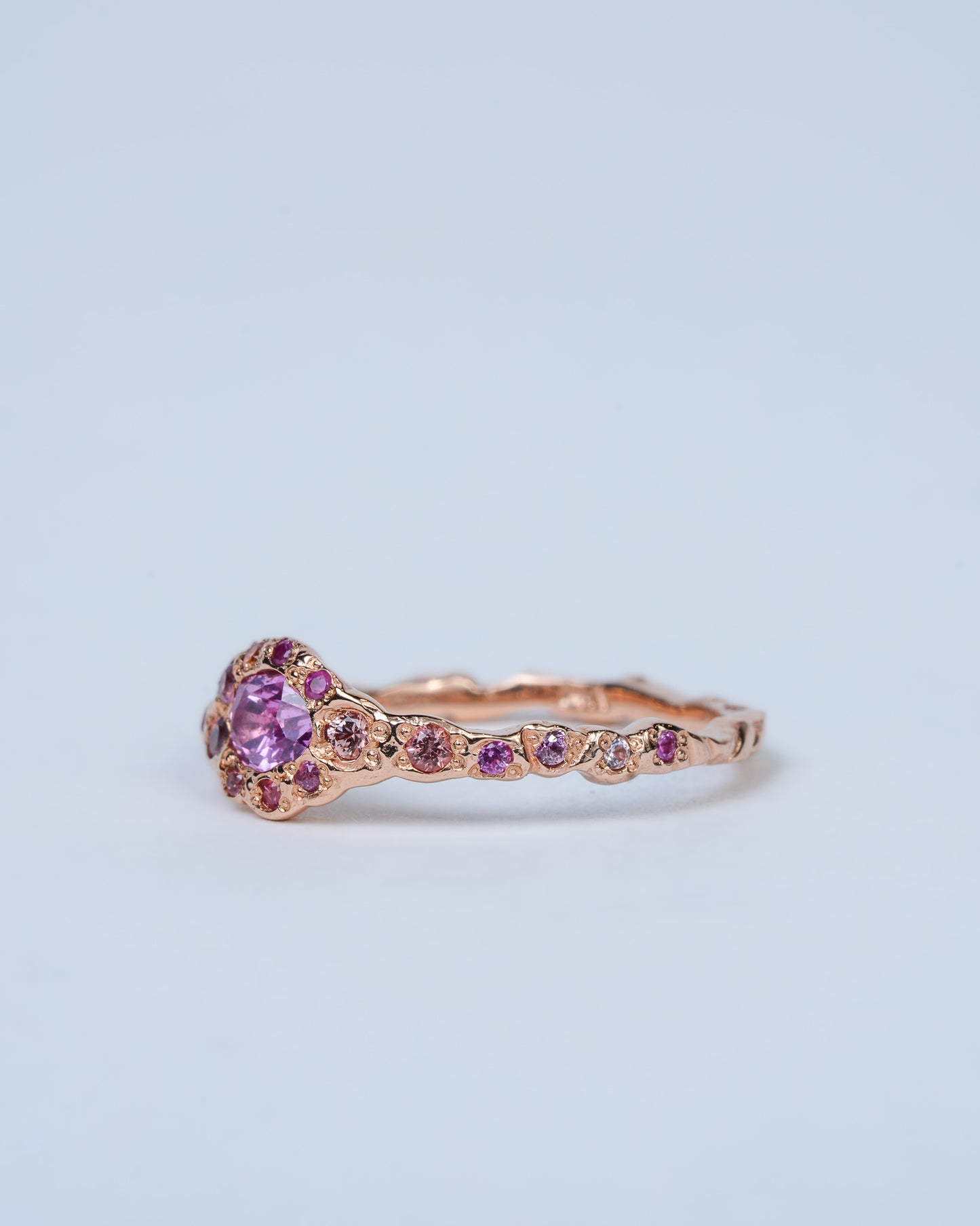 Side view of Pink Sapphire Fairy Ring