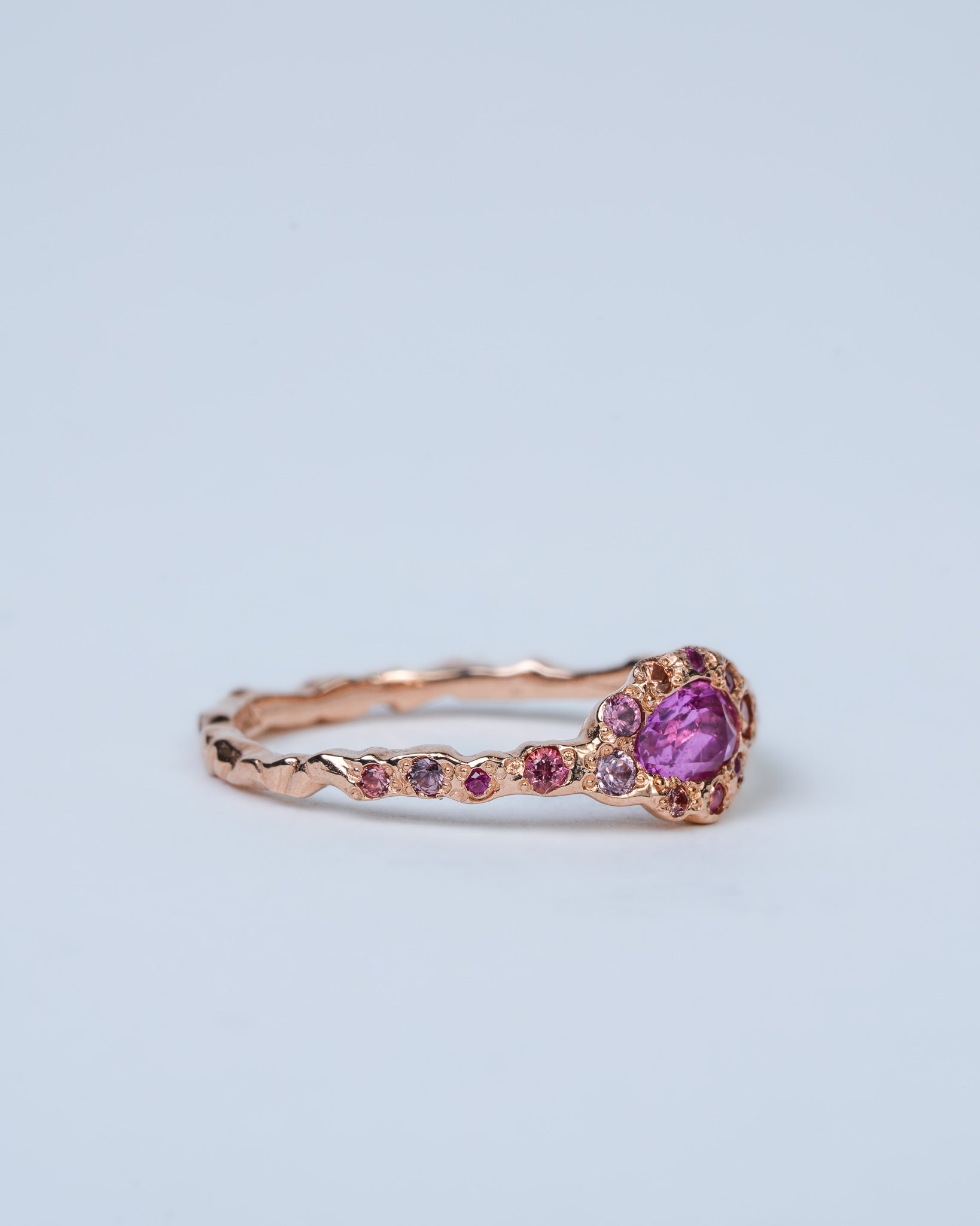 Side view of Pink Sapphire Fairy Ring