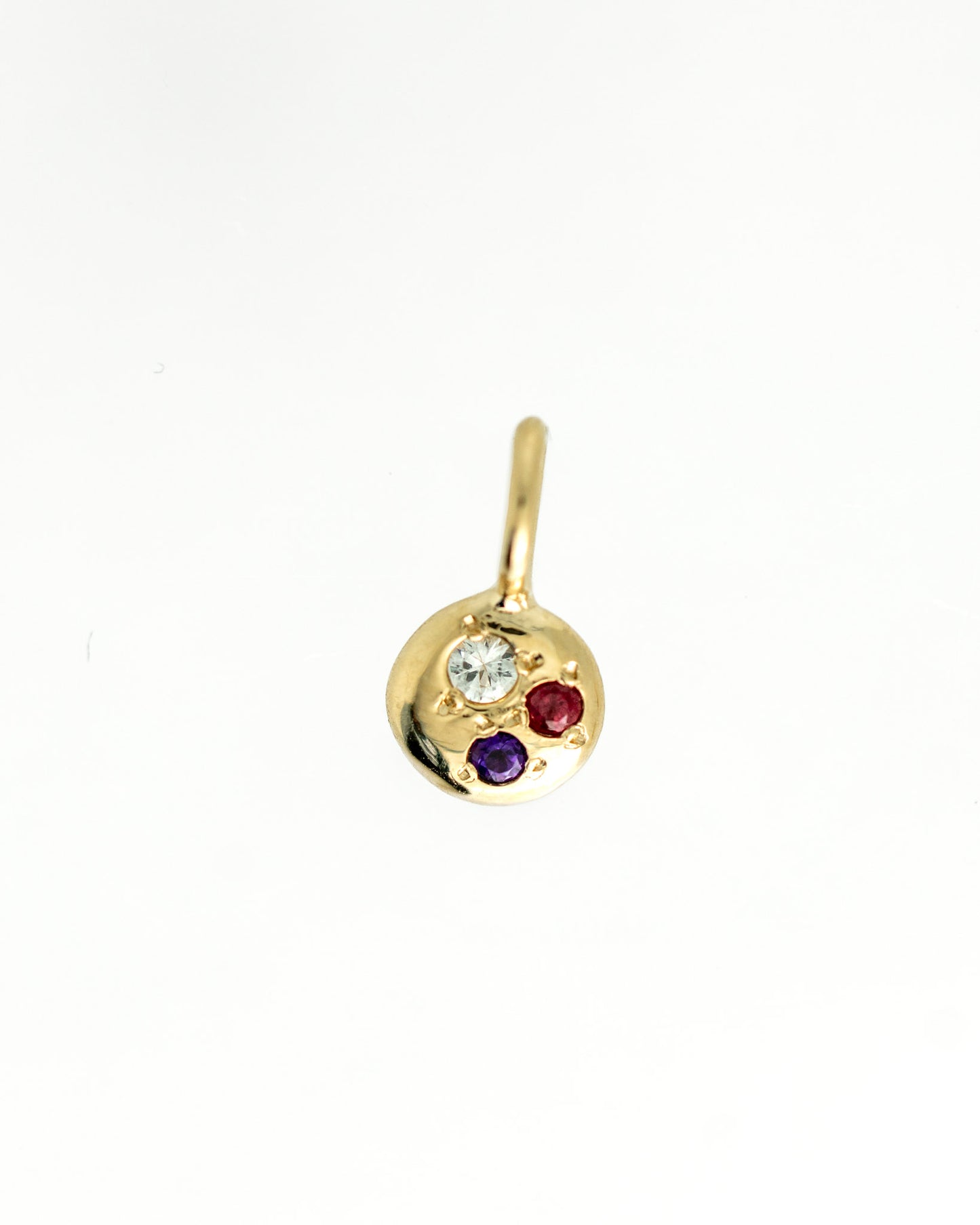 Sprinkle Charm with a white sapphire, ruby & amethyst