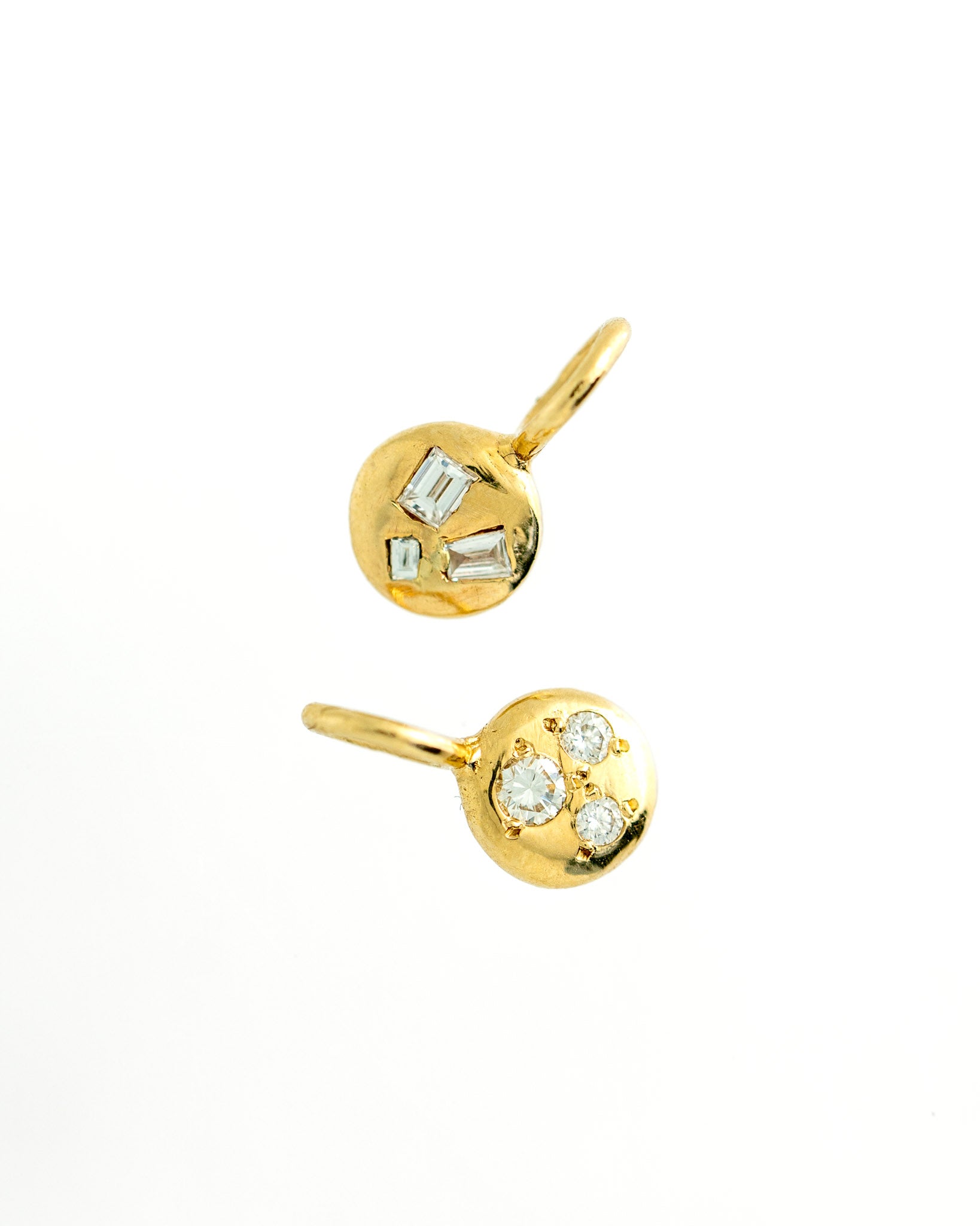 Diamond Sprinkle Charm & Diamond Baguette Sprinkle Charm in 14k yellow gold