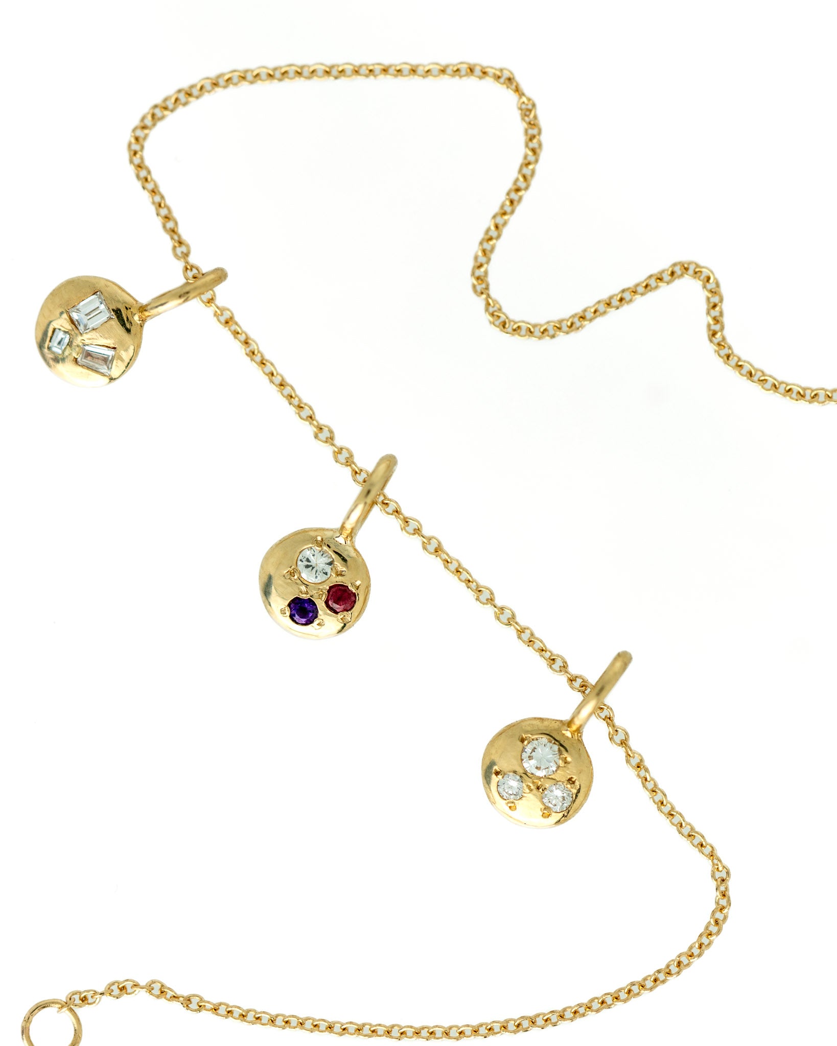 Custom sprinkle charm paired with Diamond & Diamond Baguette Sprinkle charms on chain