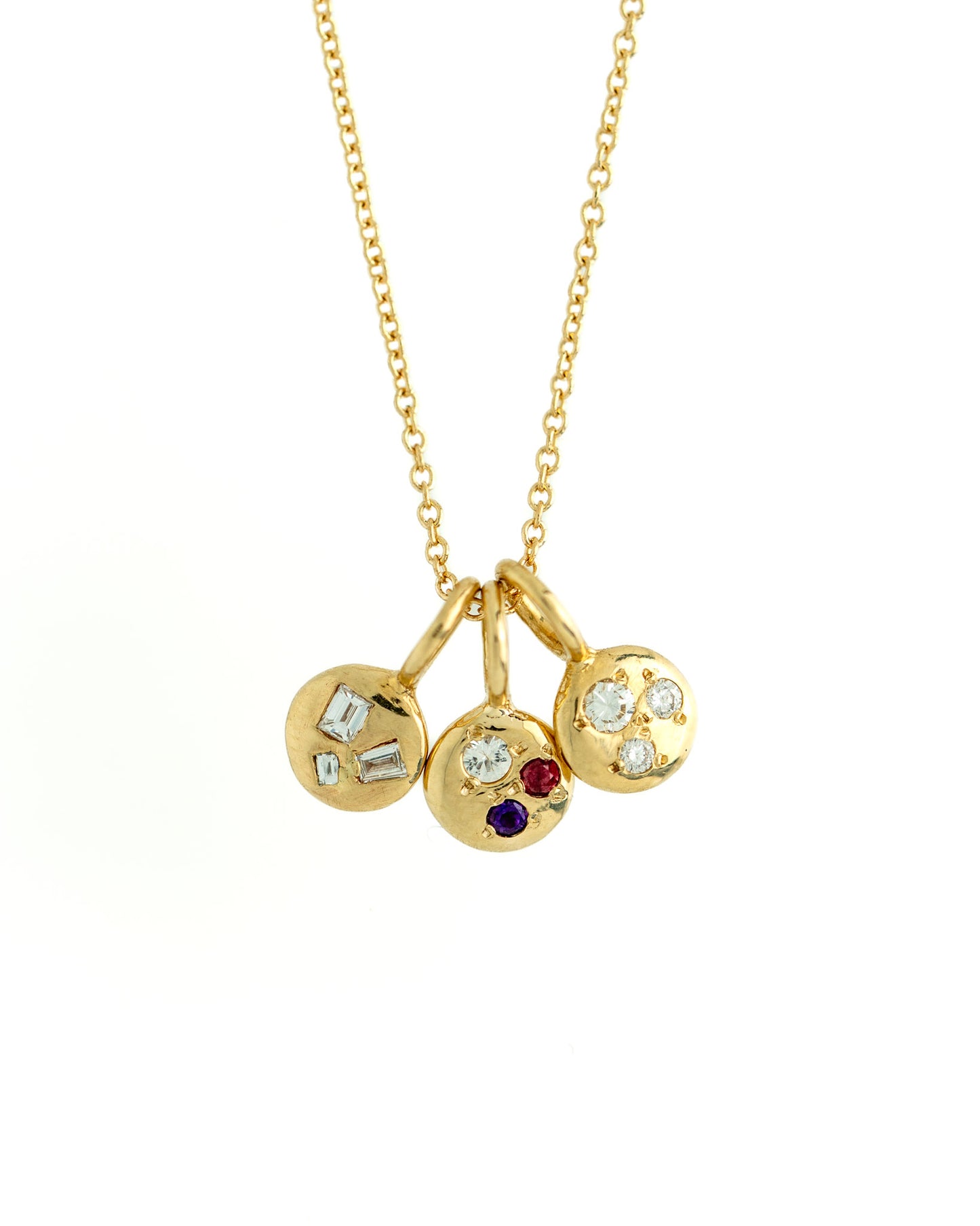 Custom sprinkle charm paired with Diamond & Diamond Baguette Sprinkle charms on chain