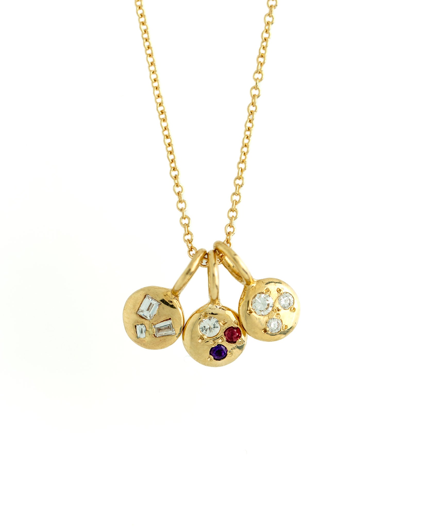 Custom sprinkle charm paired with Diamond & Diamond Baguette Sprinkle charms on chain