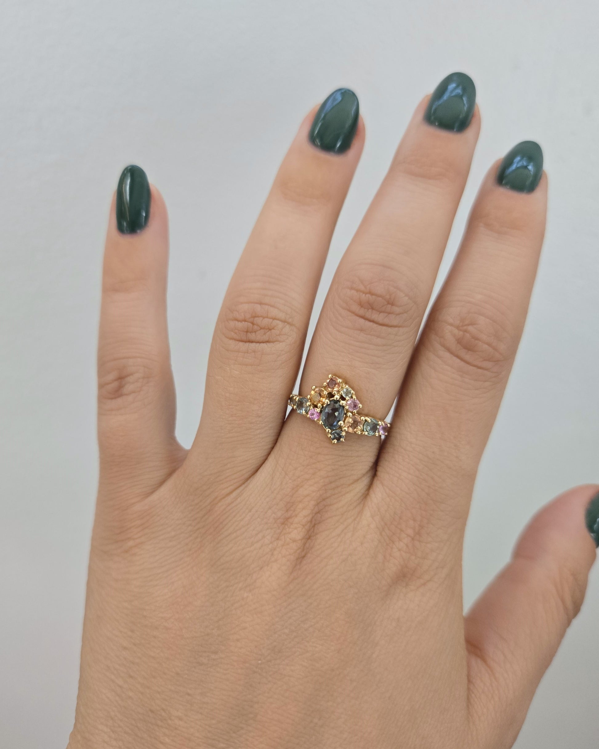 Vineyard Cluster Ring modeled on a hand