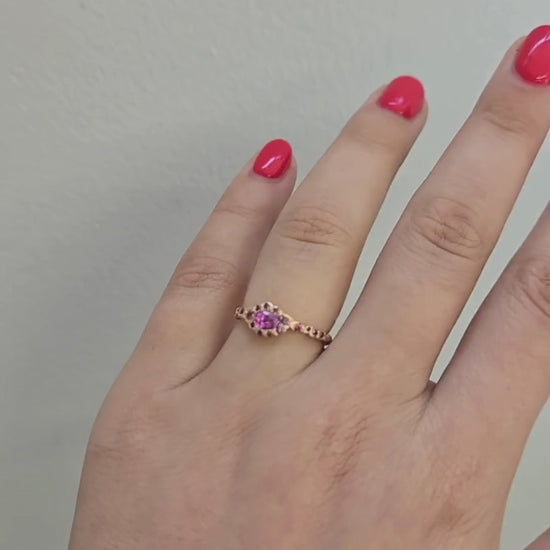 Video of Pink Sapphire Fairy Ring in rose gold