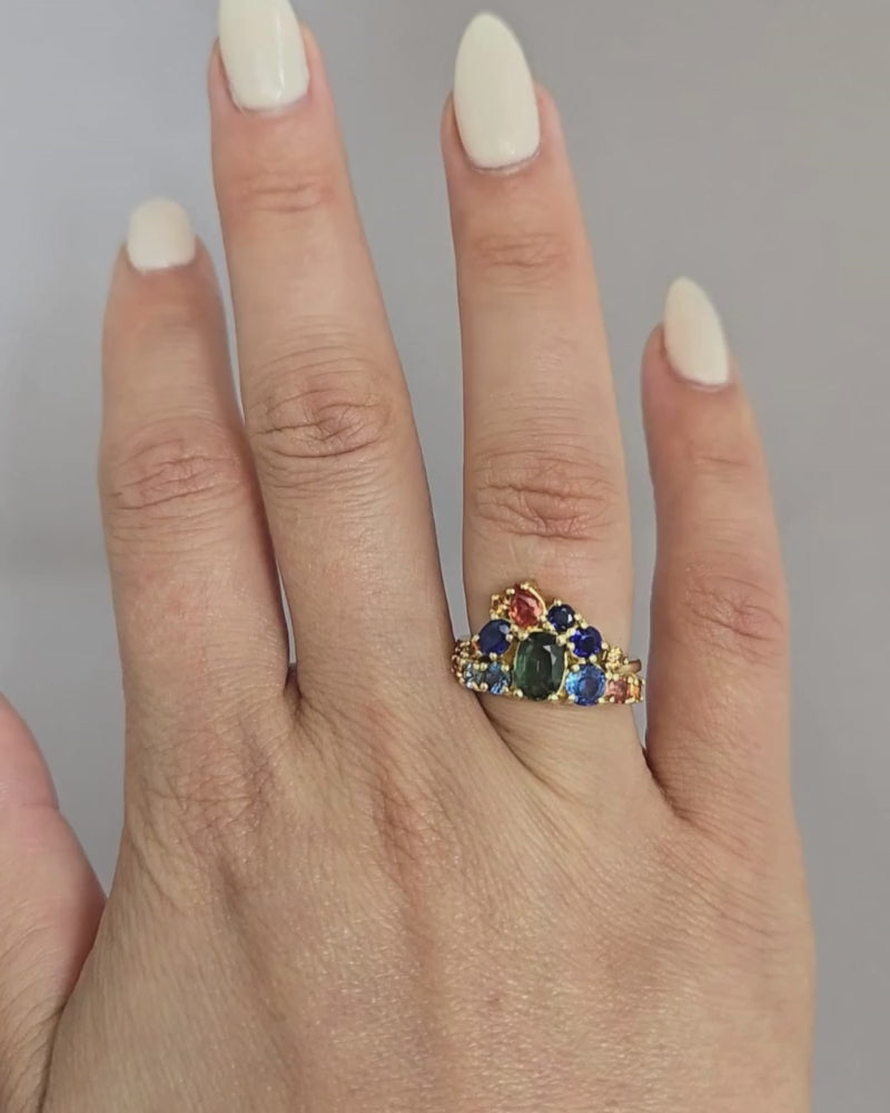 Video of Luxe Sapphire Cluster Ring