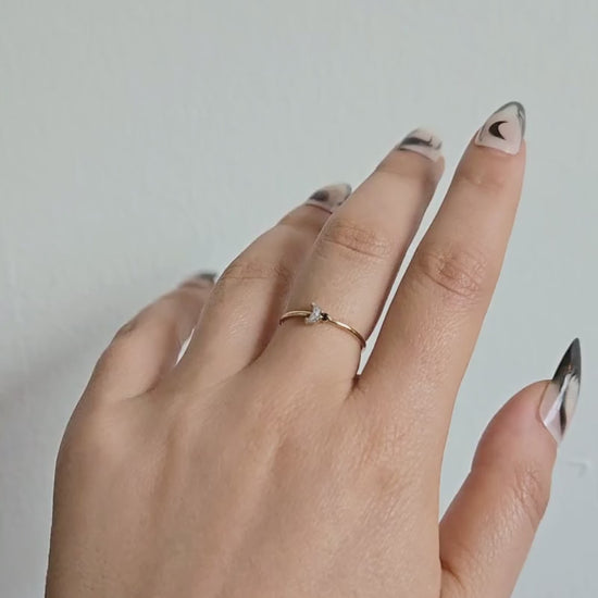 Luna Arktos Ring with salt & pepper diamond crescent moon and black diamond