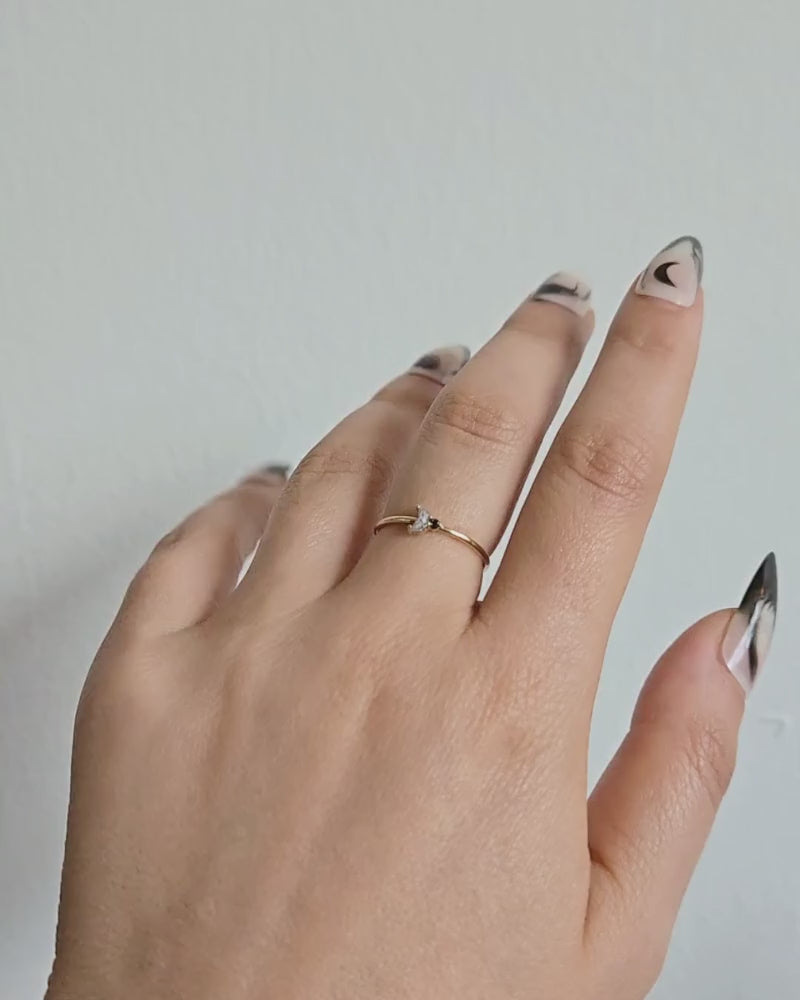 Luna Arktos Ring with salt & pepper diamond crescent moon and black diamond