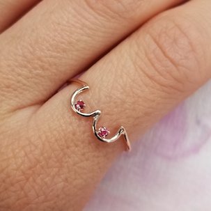 Boob Ring- 14k Rose Gold with Rubies