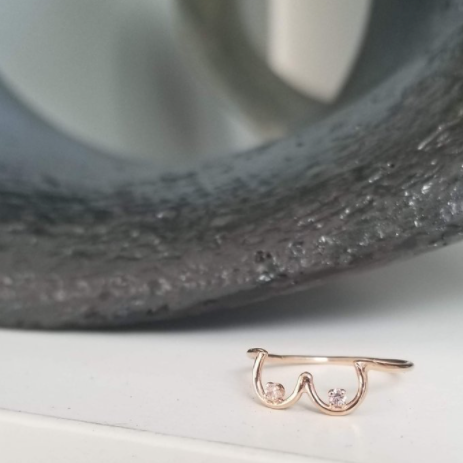 Boob Ring- 14k Rose Gold with Pastel Pink Sapphires